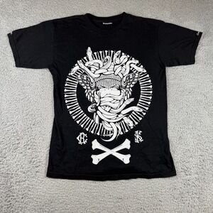 Y2K Crooks & Castles Mens Graphic Tee Shirt Medusa Crossbones Knives Black Small